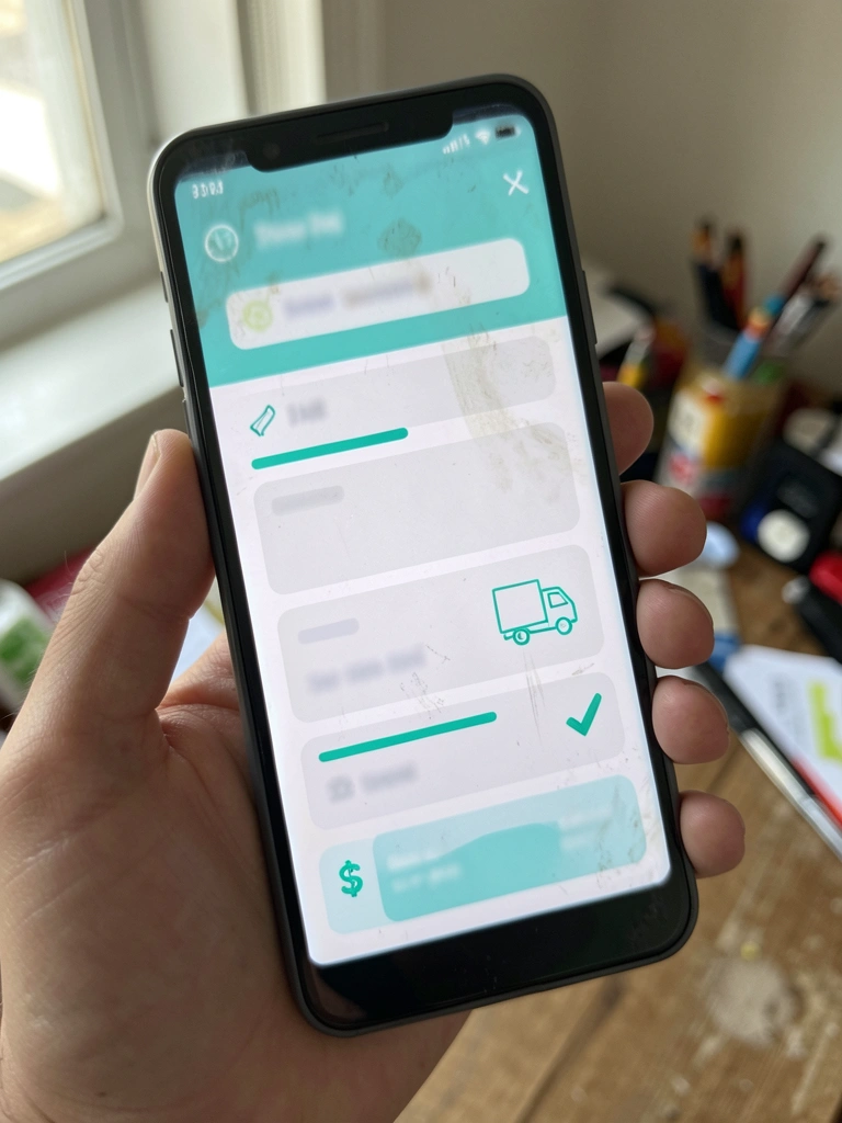Tela de celular exibindo anúncio de produto com campos de preço e descrição em aplicativo de classificados